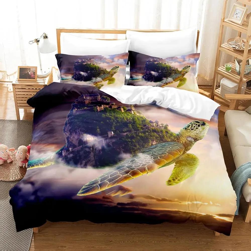 Schildkröten der Welt Erwachsene Jungen Anime Bettbezug Set Einzelbett Doppelbett Full Queen King Size Bettdeckenbezug Kissenbezug
