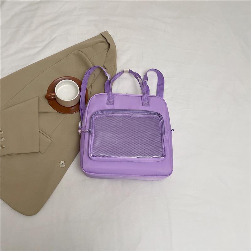 

Transparent messenger bag Daily transparent baby bag One shoulder Double shoulder Multi-purpose backpack Large capacity campus bag фіолетовий