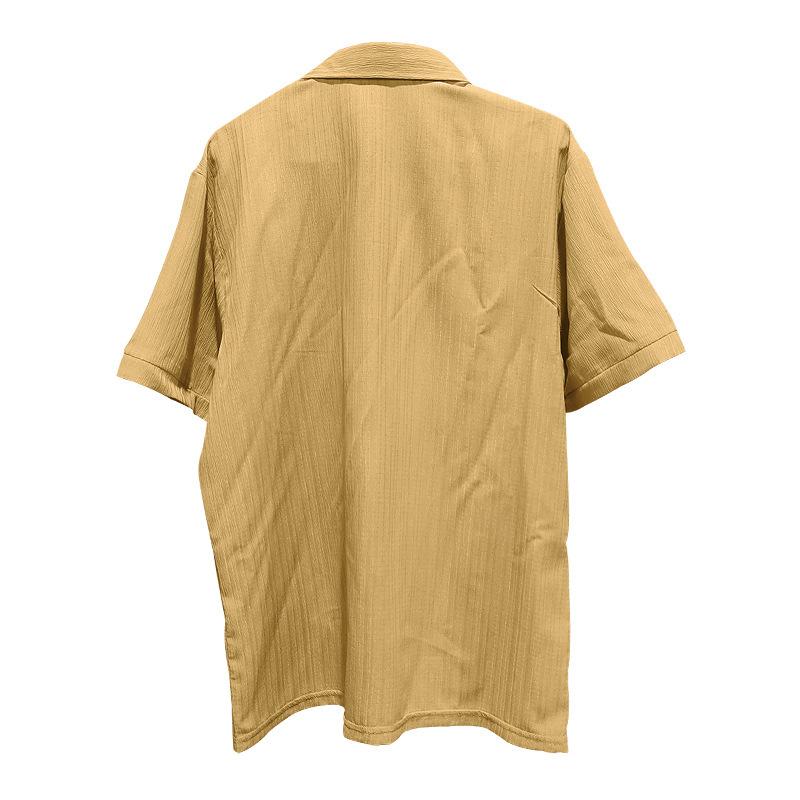 Summer Lapel Solid Color Short Sleeve Button Versatile Men's Casual Loose Cardigan T-Shirt