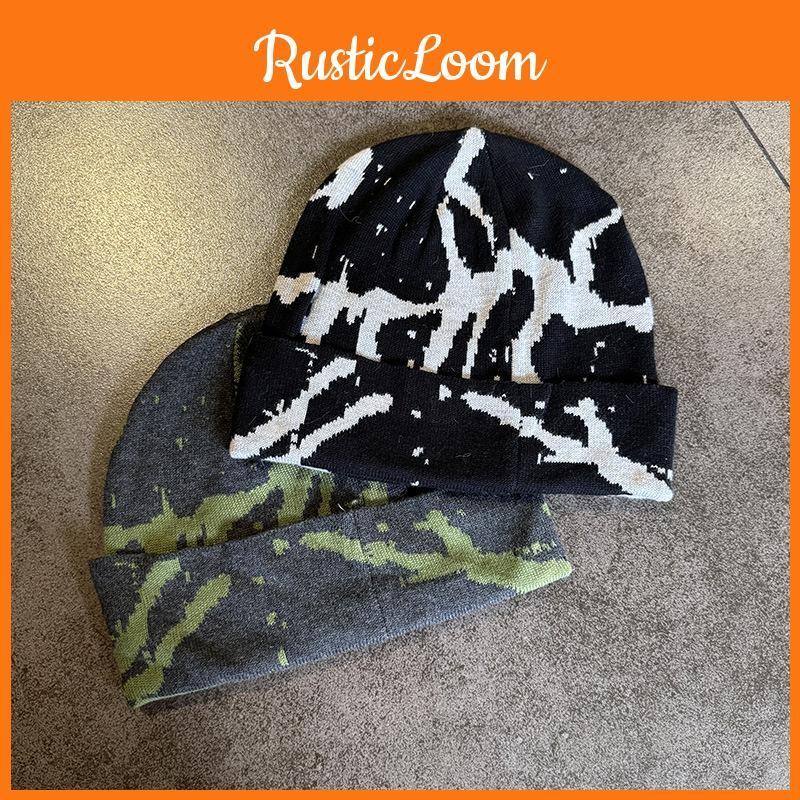 Striped Jacquard Knit Beanie Cap For Warm Winter Fashion Streetwear Hat Gift