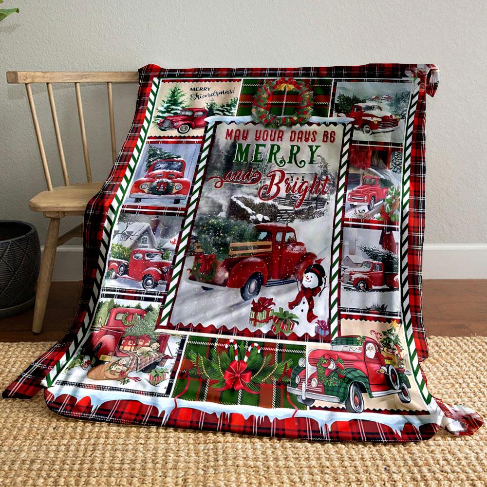 

Christmas Red Truck Pattern Festive Winter Warm Blanket for Sofa Bed Blanket for Livingroom Couch lunch breakthrow for Friend s festival Gift 80cm x 120cm