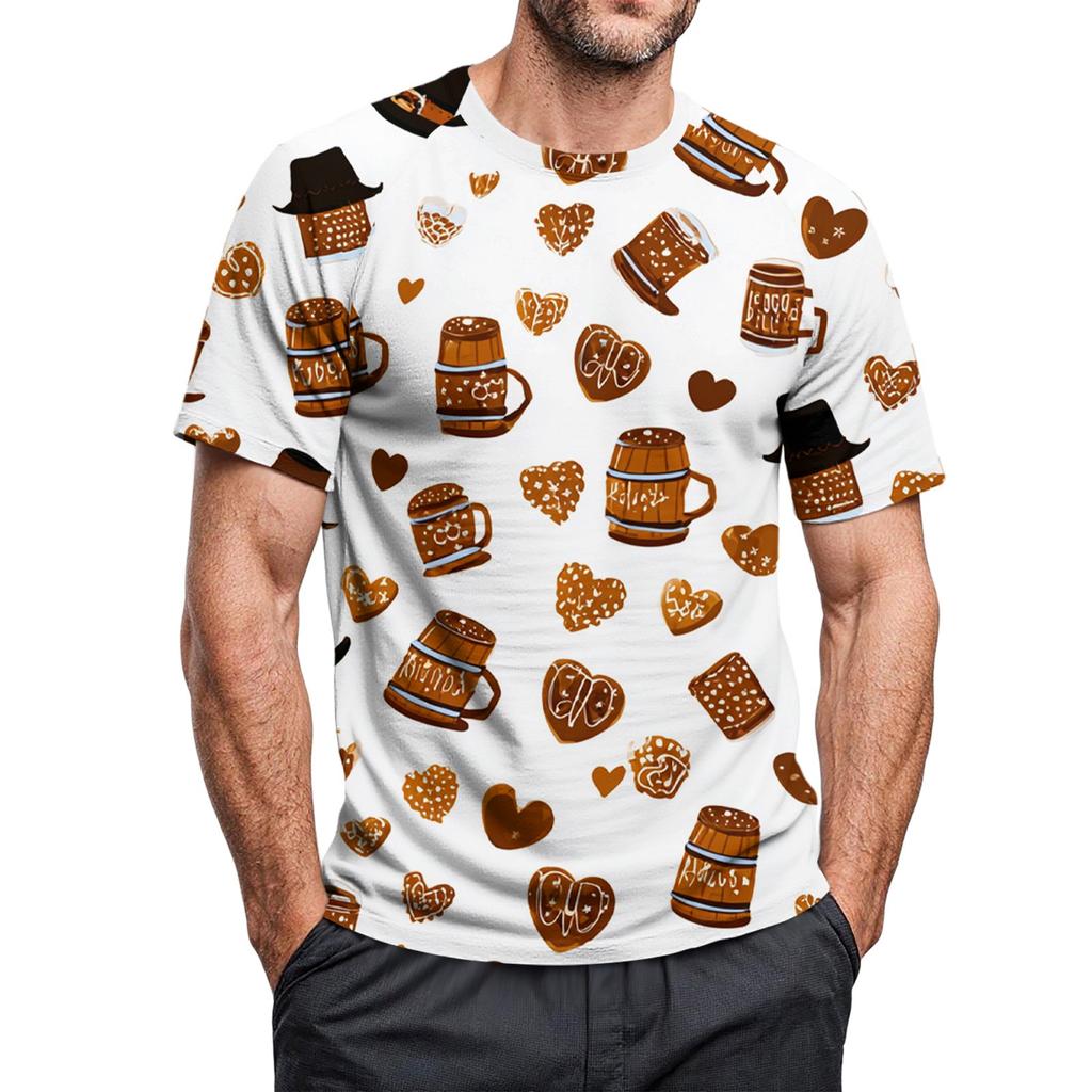 Men's Crew-neck Casual Printed Short-sleeved T-shirt Top