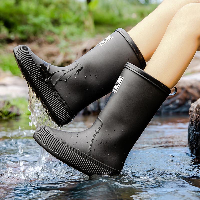 New Fashion High Tube Thick-soled Rain Boots Women's Outer Wear Bundle Non-slip Water Shoes Warm Rain Shoes Waterproof Glue Shoes Fashion