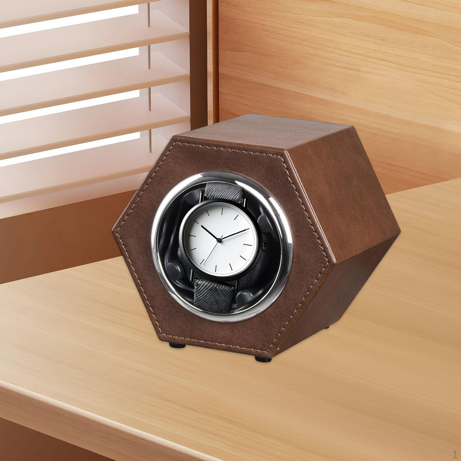 

Автоматический одинарный заводной механизм для часов дисплей для хранения футляр из искусственной кожи внешний вращающийся шейкер для наручных часов коричневый