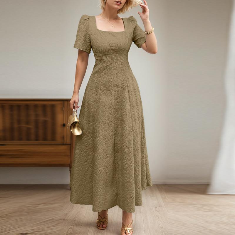 

ZANZEA Женское летнее повседневное длинное платье с квадратным вырезом и короткими рукавами 5XL