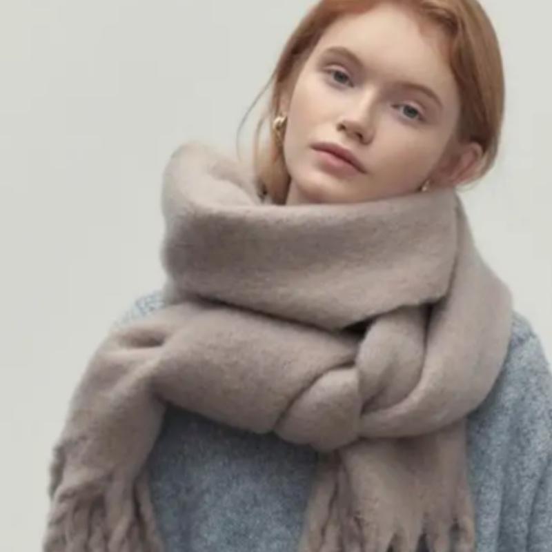 

Зимний шарф Корейские студенты с большой шалью Универсальный теплый вязаный шарф хаки