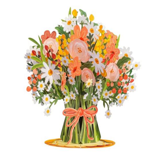 

Висувна валентинка з польовими квітами 3D букет паперових квітів Листівка-привітання Складна Романтична квіткова листівка на День народження День Матері Річницю C