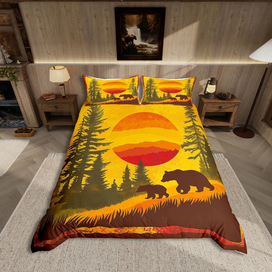 Comforter Homewish Cute Bear Jungle Amimal Bedding Setrustic Farmhouse Cabin Bed Set For Boy Kids