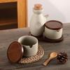 Ceramic Seasoning Jar Set: Chili, Soy Sauce, Vinegar, and Salt - Kitchen Moisture-Proof Containers.
