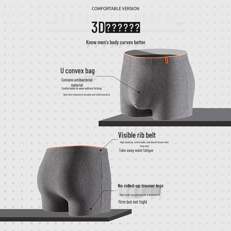 Mao Ren Men's 10A Antibacterial Breathable Cotton Boxer Briefs