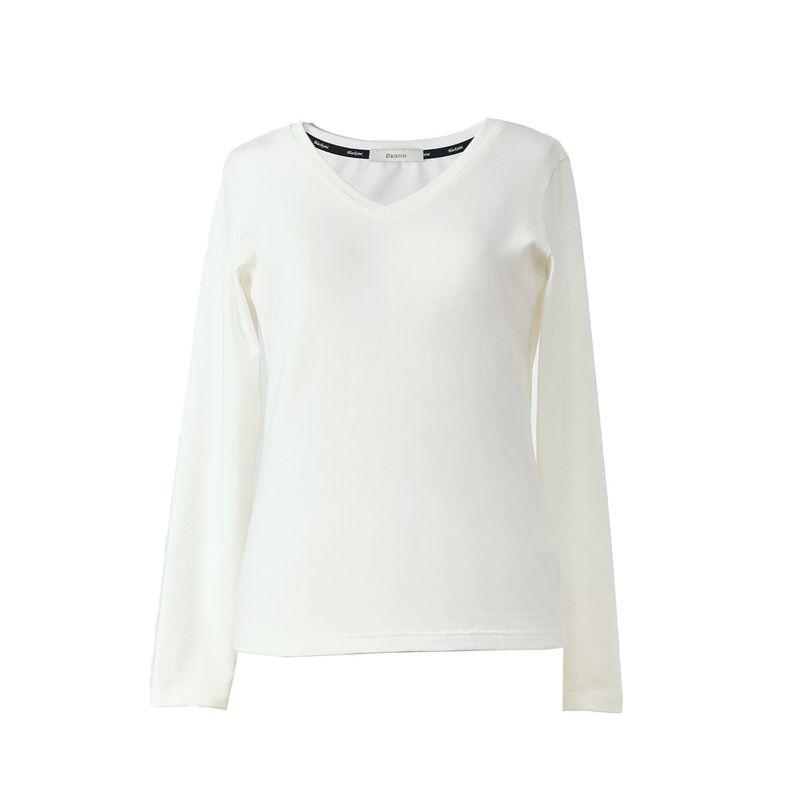 

Blacknini Yinhuafu/ Little Pudding Luxury American Supima Pima Cotton 120sv-neck Bottoming T-shirt White L