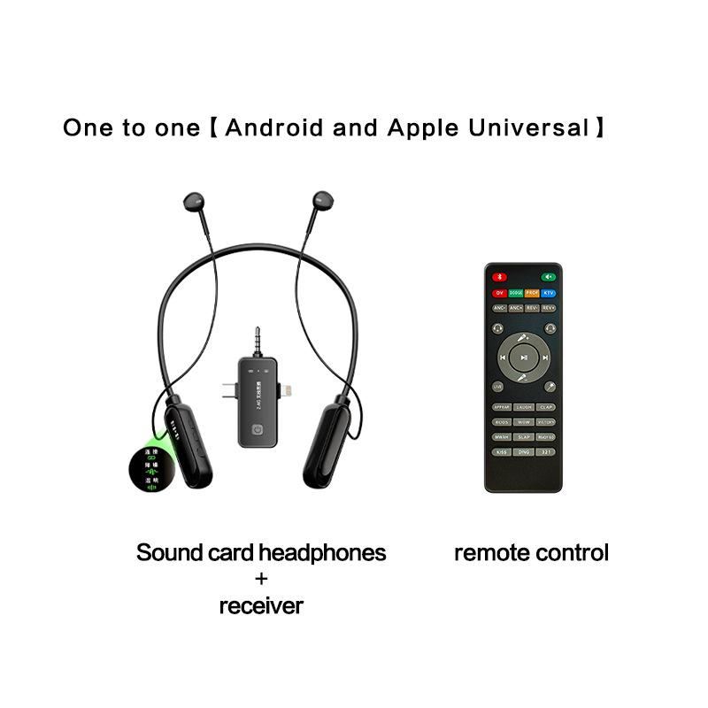 Private Mold Wireless Sound Card & Headset: English Version, All-in-One Microphone with Noise Reduction, Remote Control, and Monitoring Features.