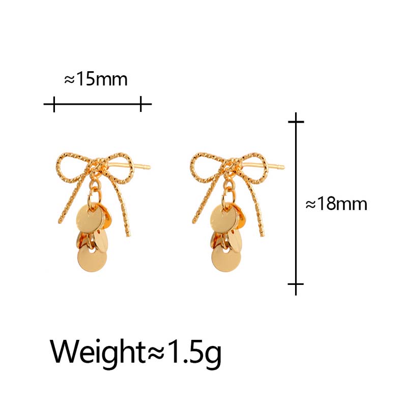 Exquisite Sweet Bow Sequin Pendant Earrings for Women Girls Fashion Geometric Metal Tassel Earrings Wedding Statement Jewelry