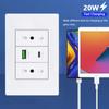 White/black embedded Italy Chile plug usb C wall socket,16A power strip, smart Type-c 20W fast charging socket adapter