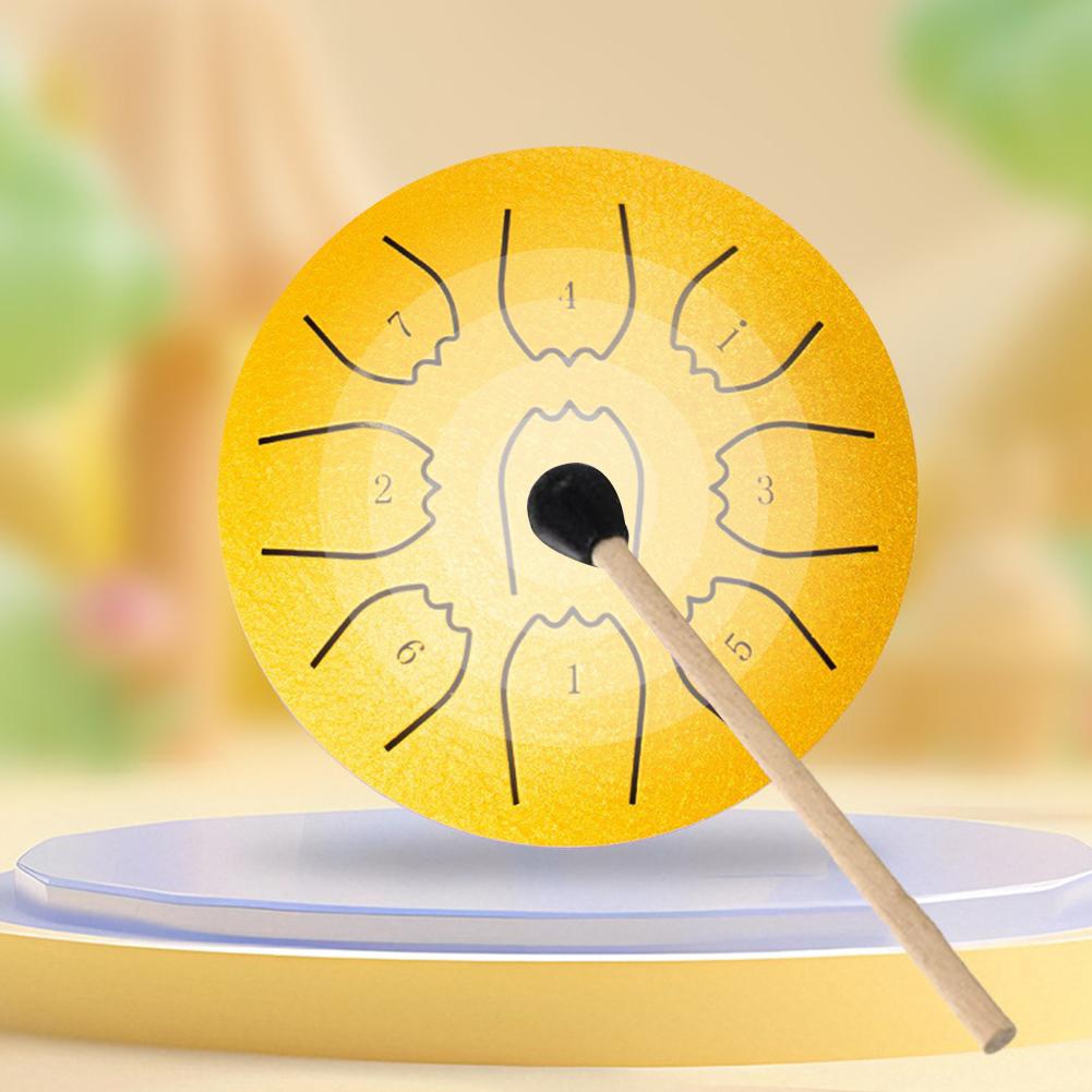Mini Chakra Drum 4 Inches 9 Notes Waterproof Steel Tongue Drum Ethereal Hand Pan Ideal for Yoga Meditation & Prenatal Education