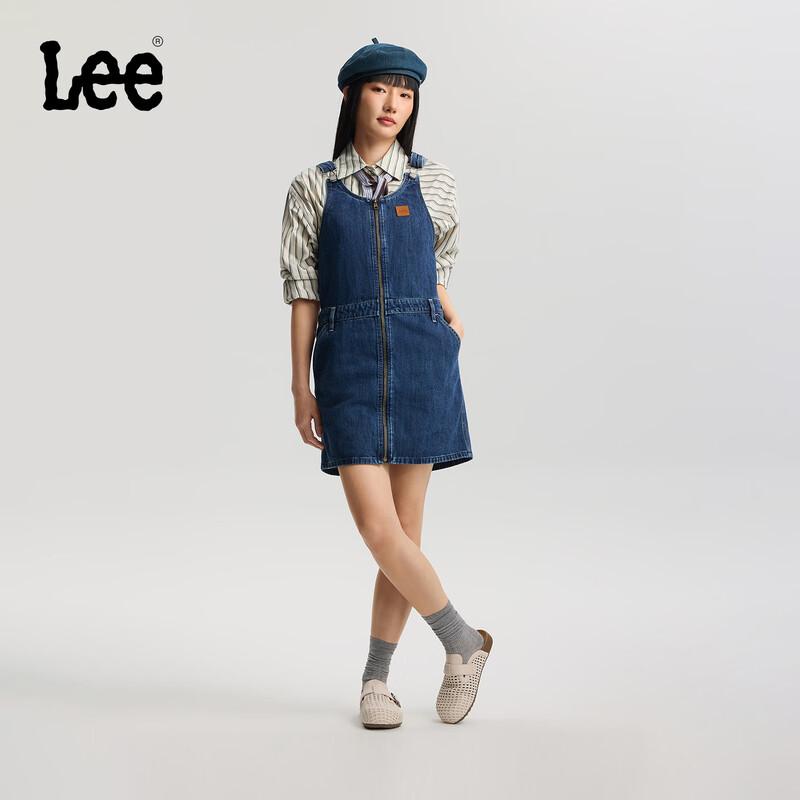 Lee Women s 2026 S/S Relaxed Fit Front-Zip Denim Overall Dress M
