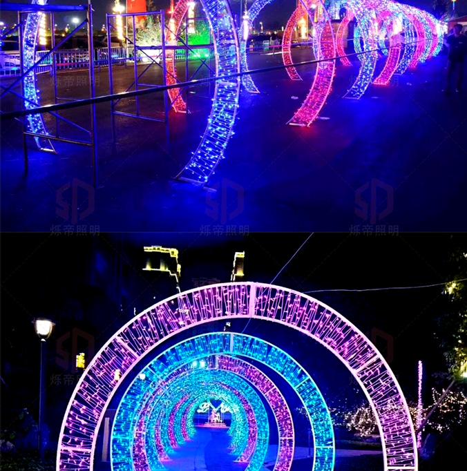 LED Heart Arch Tunnel Corridor Lighting for Cultural Tourism and Decorations