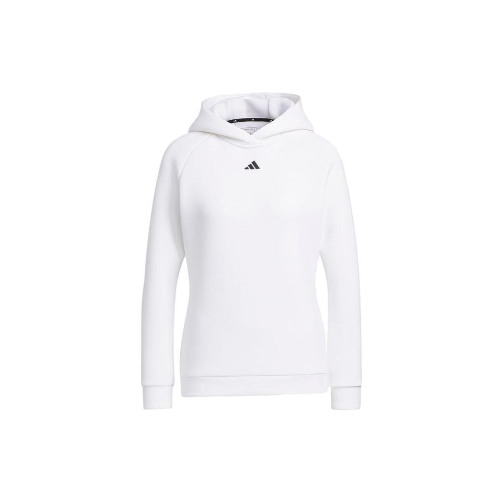Adidas Solid Color Fitted Long Sleeve Hoodie Women tops White HY0905