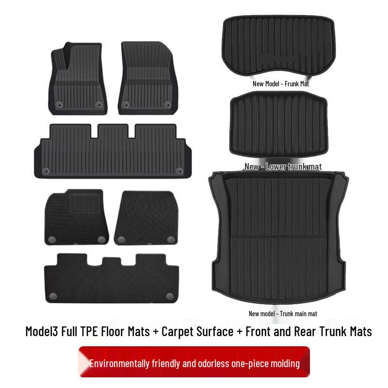 All-Inclusive Floor and Trunk Mats for Tesla Model 3/Y Refresh