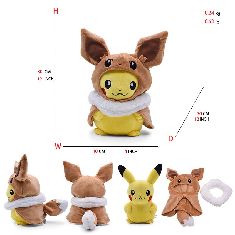 Cos Eevee Pikachu Cosplay Plüschtiere Pikachu Peluche Lucario Stofftierpuppe Sammlerstück Geschenk, Cartoon 20-30CM