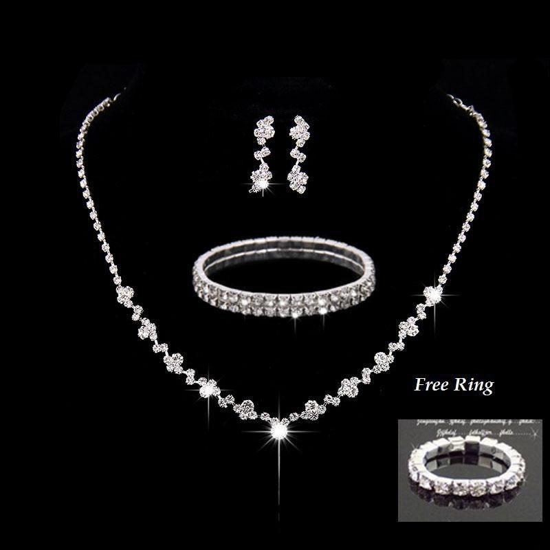 Newlywed Necklace and Earrings Set - Simple and Elegant Wedding Dress Accessory Set