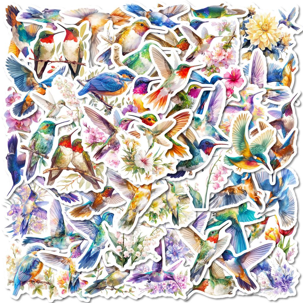 56 Kolibrie Graffiti Stickers Cartoon Kleurrijke Vogels Notitieboek Handrekening Materiaal Decoratieve Stickers