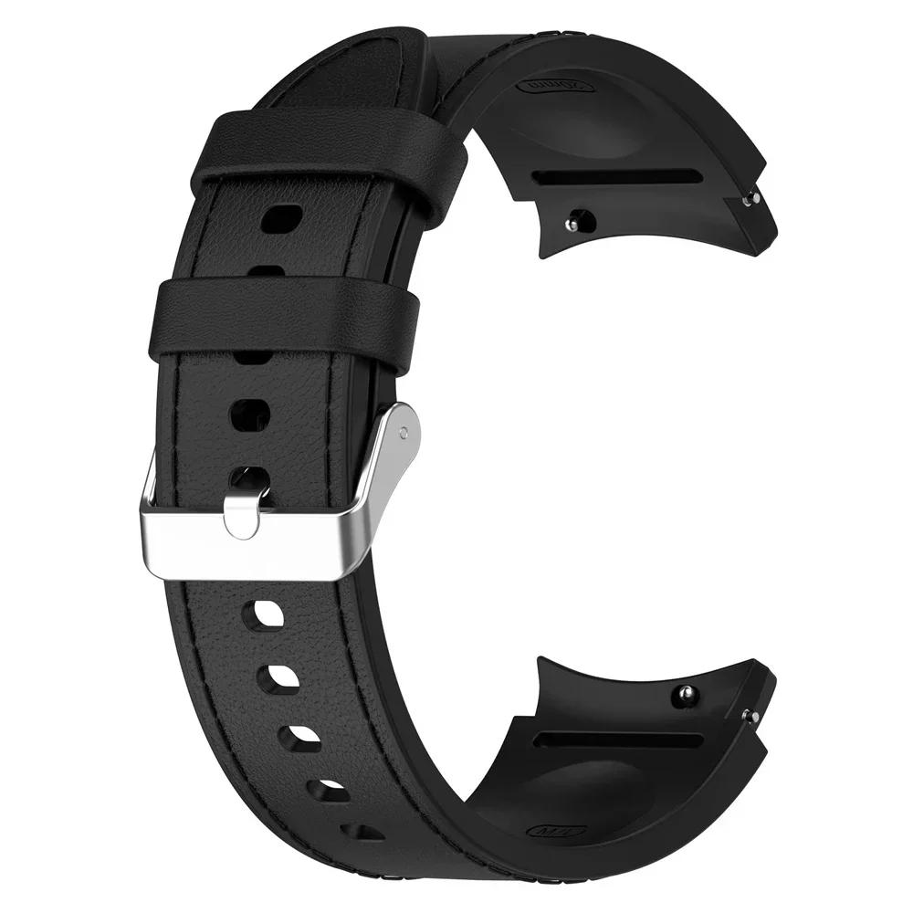 Silicone Leather Bracelet For Samsung Galaxy Watch 7 6 5 Pro 40mm 44mm Band Watch 6 4 Classic 47/43/46mm Strap Correa Watchband