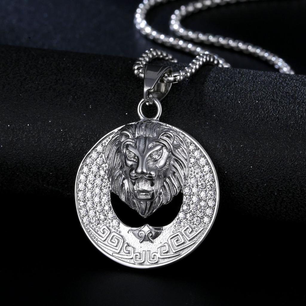 Hip Hop Hollow Bar Male Lion 18K Gold Plated Waterproof Tarnish Free Stainless Steel Fashion Jewelry Pendant Necklace Man Men