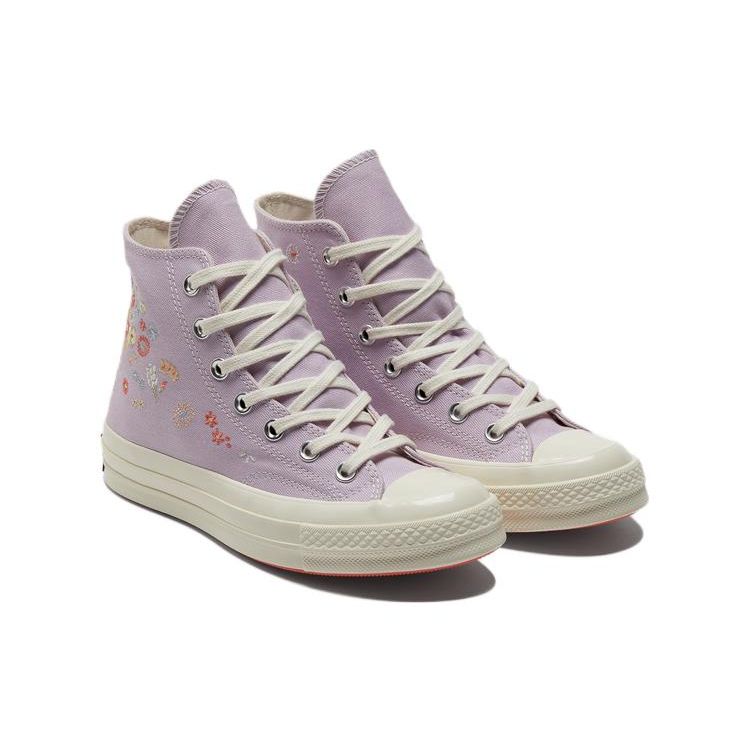 Converse Chuck 70 High Embroidered Floral Print - Pale Amethyst Women Sneakers Purple Multi Egret A01584C
