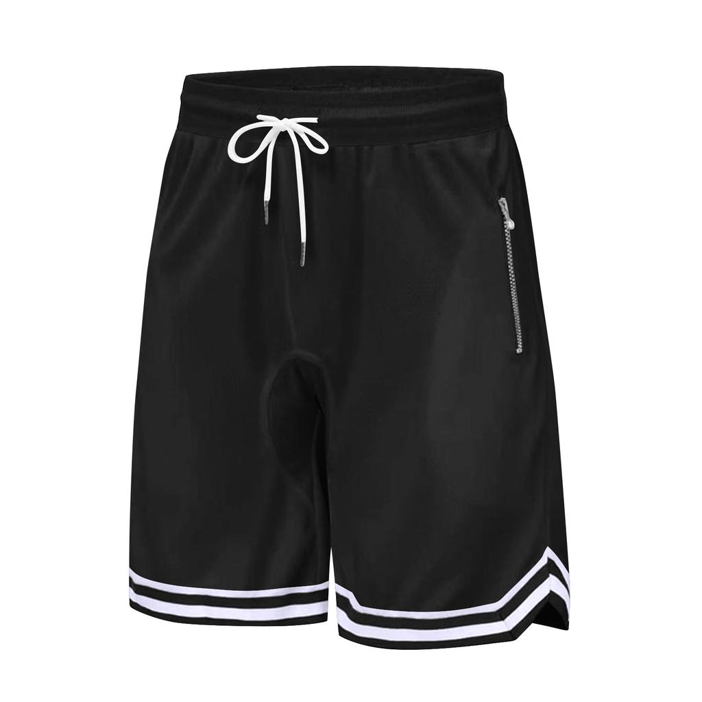 Men's Summer Drawstring Athletic Shorts Loose Fit Gym Training Shorts with Side Zipper Pockets Lightweight Breathable Fabric