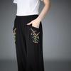 Mom's Summer Embroidered Cotton Linen Pants - Breathable Casual Fit for Women