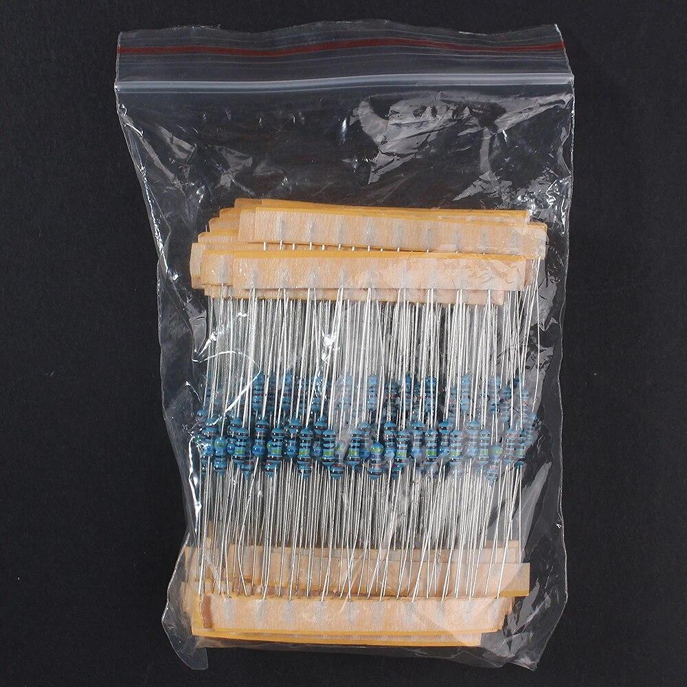 1% High-Quality 1/4W Metal Film Resistor Assortment Kit - 300PCS, 30 Kinds for Precise Resistance Electronic Diy 10 Ohm ~ 1M