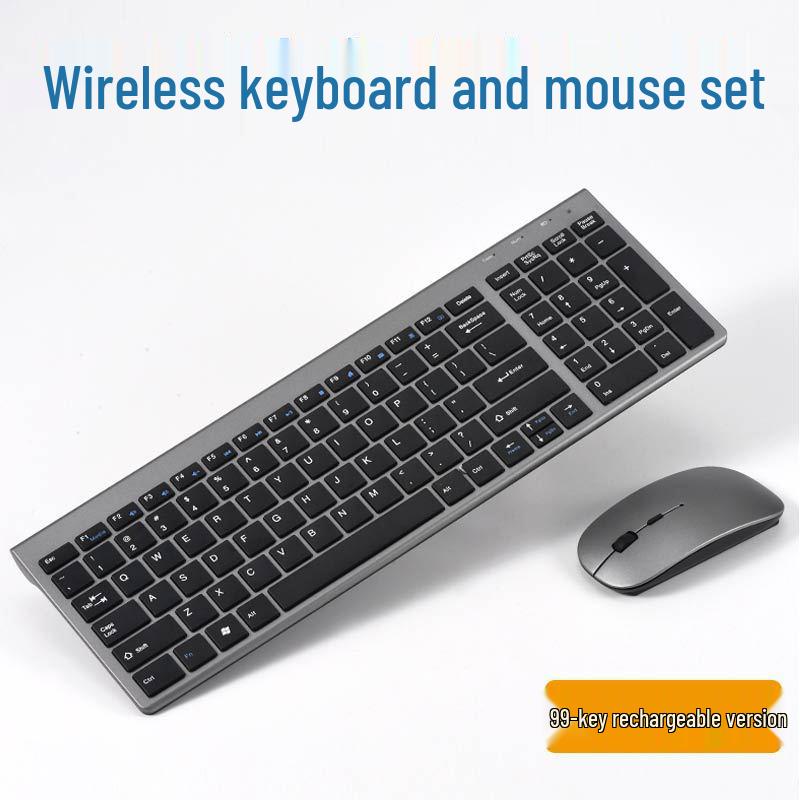 99-Key Rechargeable Wireless Keyboard & Mouse Set: Bluetooth/2.4G, Universal Silent Keys