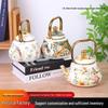 1.5L Gold Handle Enamel Porcelain Kettle for Water, Milk, Tea, Flower Brewing, and Medicine Boiling
