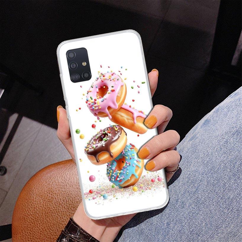 Macaron Ice Cream Cake Doughnut Phone Case For Samsung Galaxy A52 A32 A22 A12 A51 A31 A50S A30S A20S A10S Note 20 Ultra 10 Plus