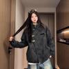 Mens Stand Collar Faux Leather Jacket Thickened Workwear Style Retro Biker Coat