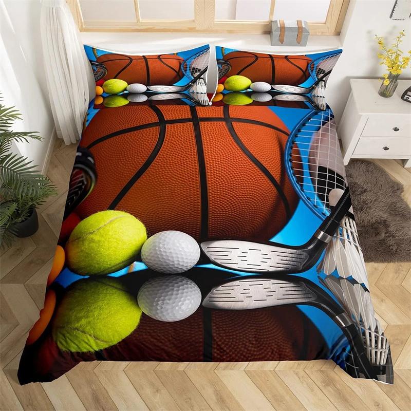 Tennis Ball Duvet Cover Set Sports Game Themed Bedding Set Twin Size For Kids Teens Adult Tennis Racket Ball Comforter Cover