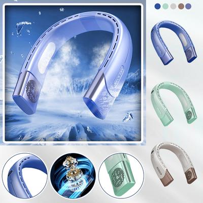 Portable Mini Hanging Neck Fan Digital Display Leafless Mute Electric Fan 4000mAh USB Rechargeable Neck Cooler Air Conditioner