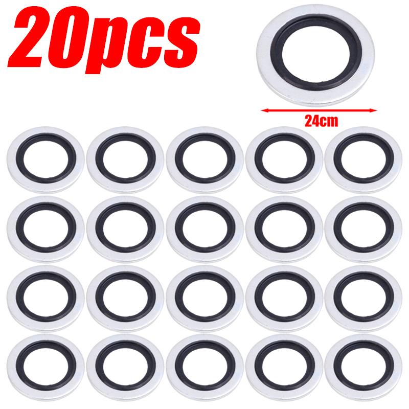 20/10PCS Car Oil Pan Drain Gasket Kit Drainage Bolt Pad Rubber Oil Drain Plug Gasket Replaceable Washer Seal Set M16