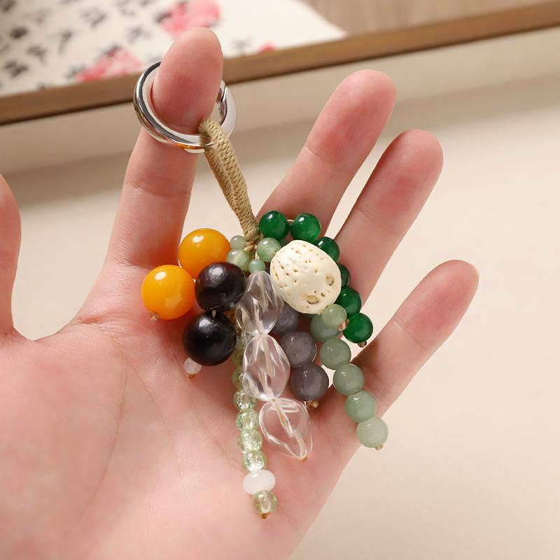 Handmade Beaded Keychain: Summer Chinese Style Woven Bodhi Pendant for Bags