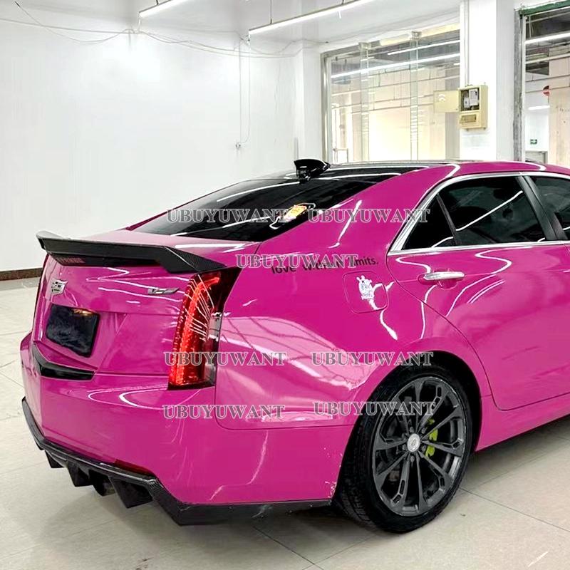 kypxz5 Carbon Fiber Look ABS Plastic Rear Boot Spoiler For Cadillac ATS Sedan 4 Door 2015 -2019 Rear Trunk Lid Trim Wings Spoiler