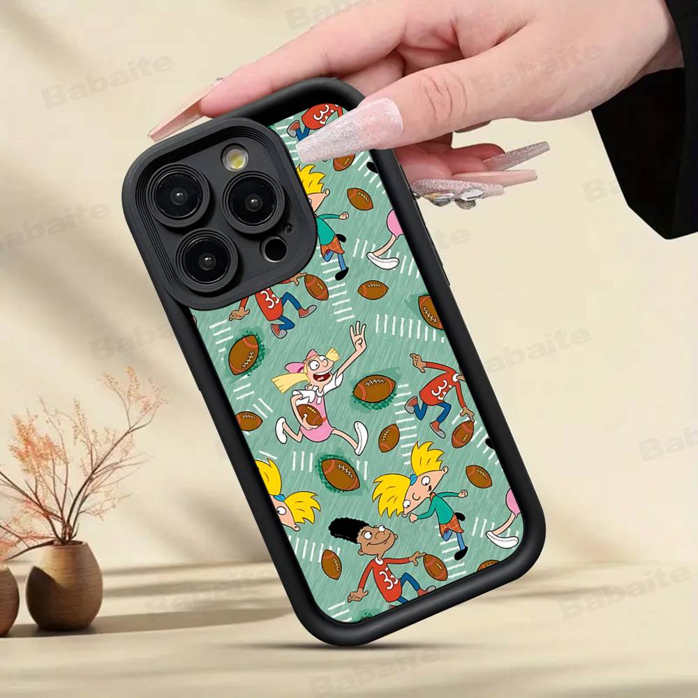 Hey A_Arnolds Cartoon For IPhone 17 Pro Max 16 15 14 13 12 11 Plus Black Soft Phone Cover
