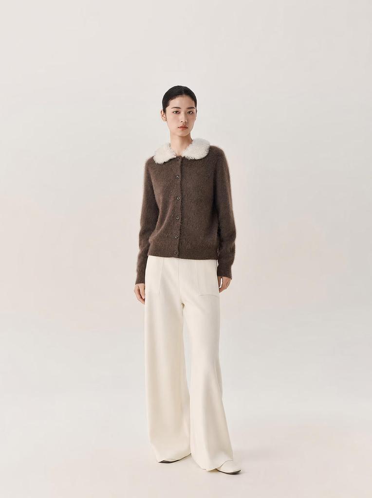 Women's Cashmere-Feel Lapel Cardigan: Autumn/Winter Loose Knit Brushed Top