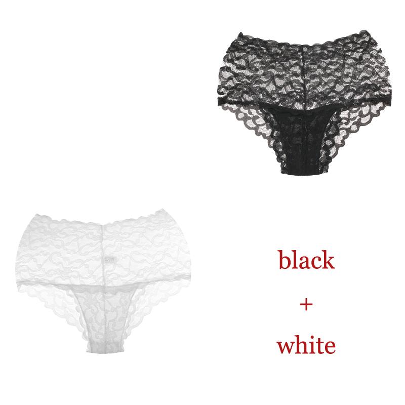 

CINOON 2 шт./лот Новые трусики Женское кружевное нижнее белье Сексуальные трусы с высокой посадкой Вышивка Стринги Нижнее белье Однотонное Прозрачное Женское белье XL