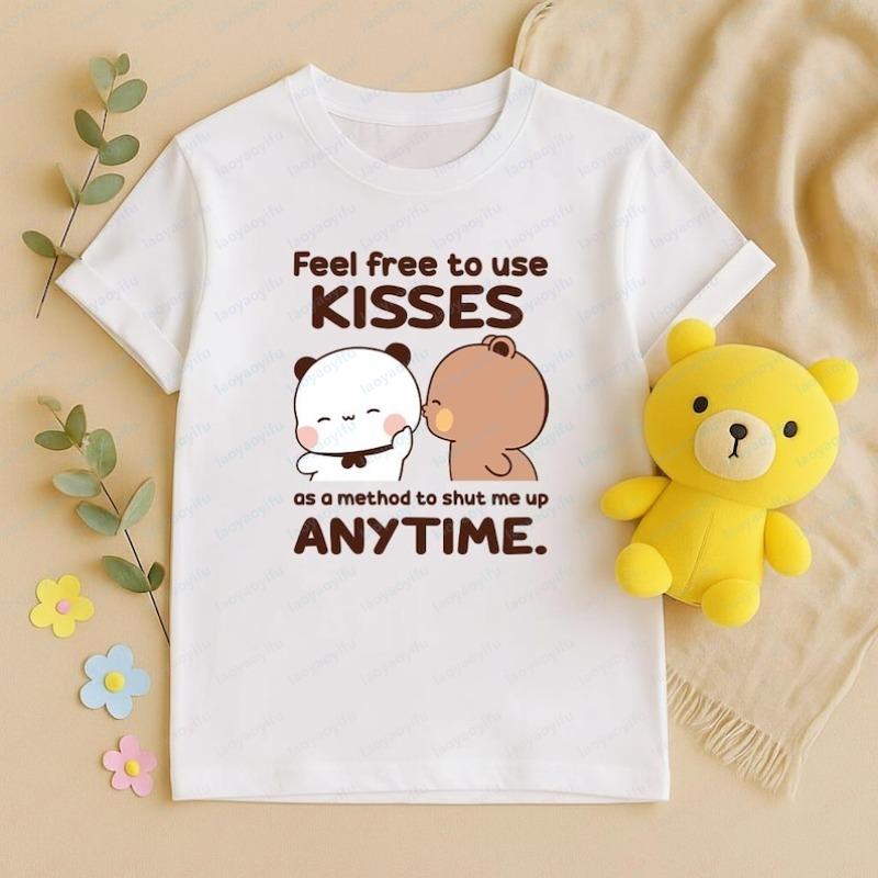 

Bubu Dudu Feel Free To Use Kisses Shirt Cute Bear Couple T-Shirt Funny Love Quote Tee Kawaii Valentine Tops Gift for Couples S разноцветный