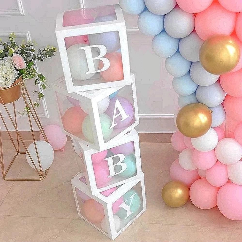 Balloon Transparent Box Letter Baby Shower Boy Girl Wedding Birthday Party Decoration Kids Gender Reveal 1st Birthday