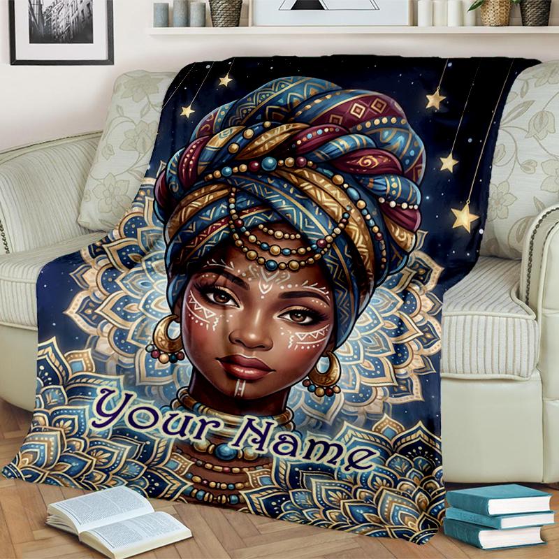 1PC Custom Name Ethereal Beauty Stars flannel blanket versatile,all-season throw suitable for the living room,bedroom,camping,travel,and gift