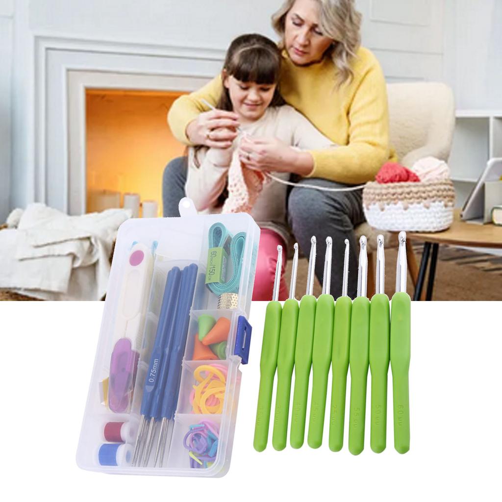 16 Diff Ent Sizes Sewing Tool Crochet Hook Needles Stitches Craft Set Tool(Purple)