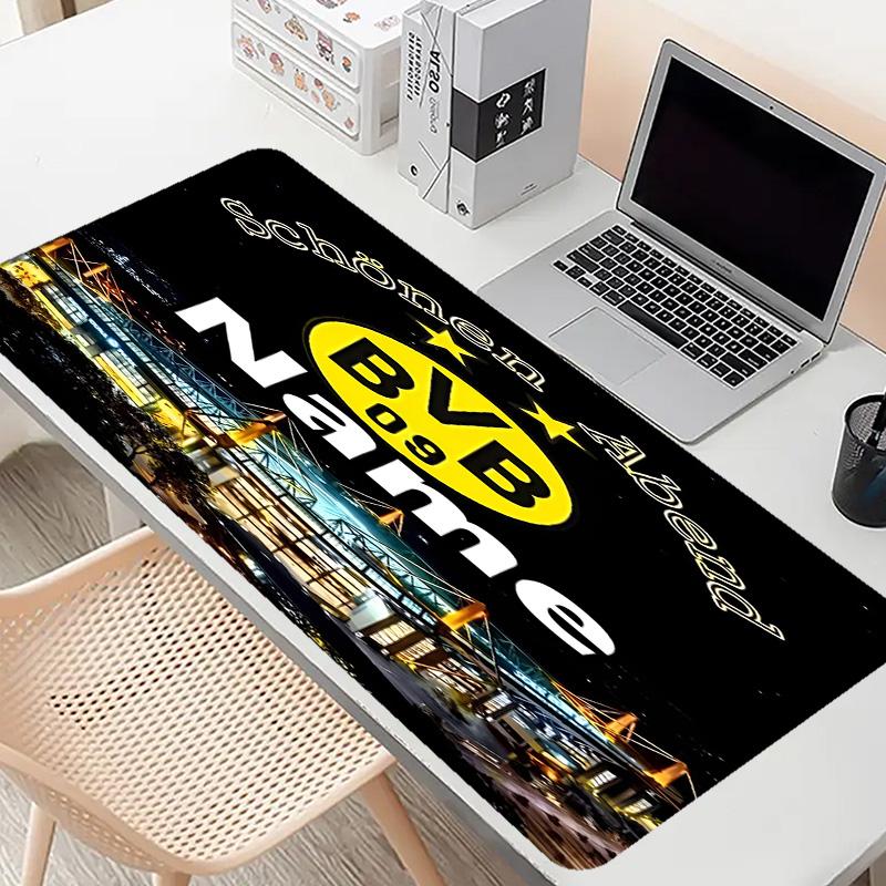 Custom Name Personalized Borussia Dortmund Pattern Mousepad, Laptop PC Desk Mat, Decorative Desk Mat for Home Keyboard Pad Gift