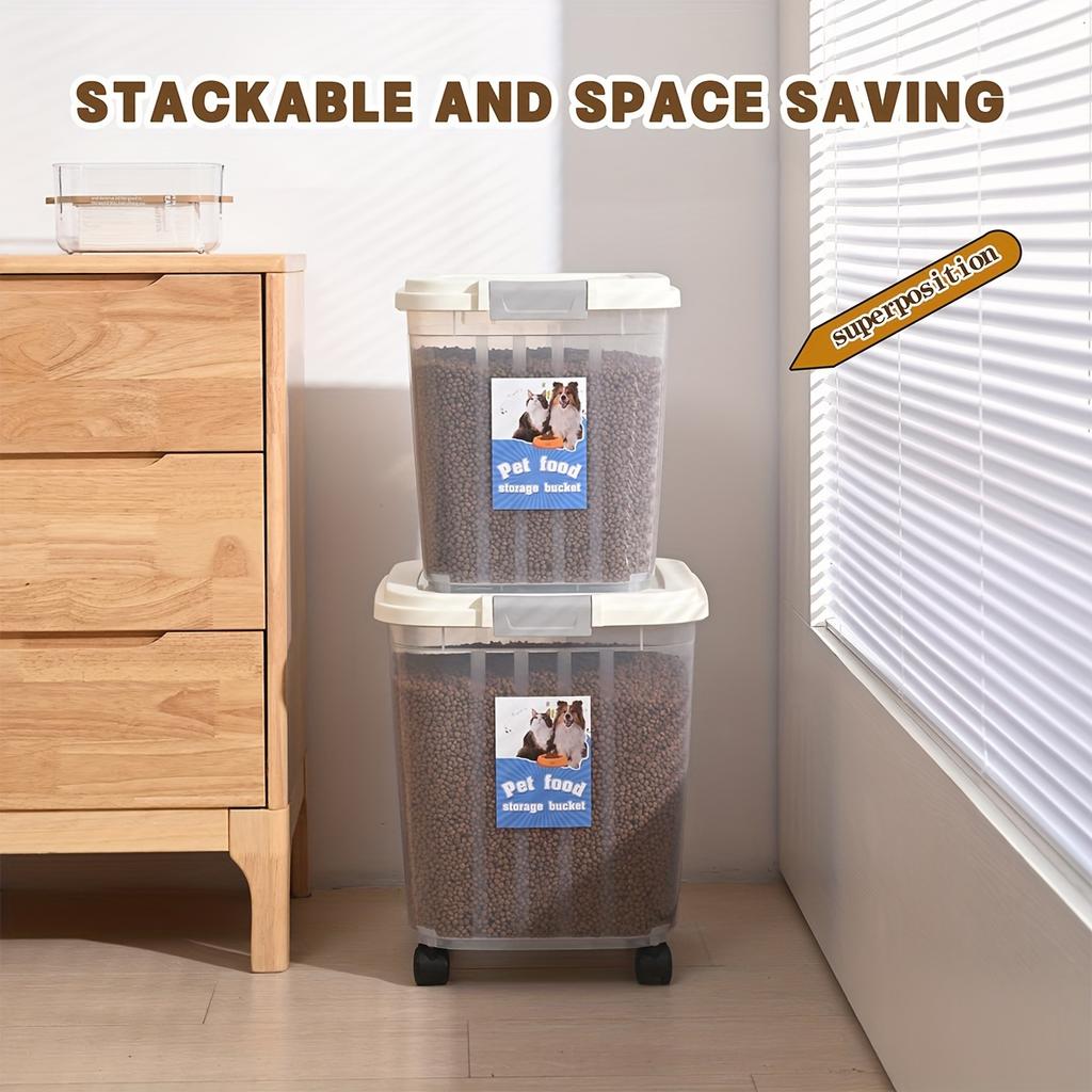 1pc Pet Food  Container With Pulley Design And Lid, Moisture Proof Insect Proof Dog Cat Dry Food Storage Bucket